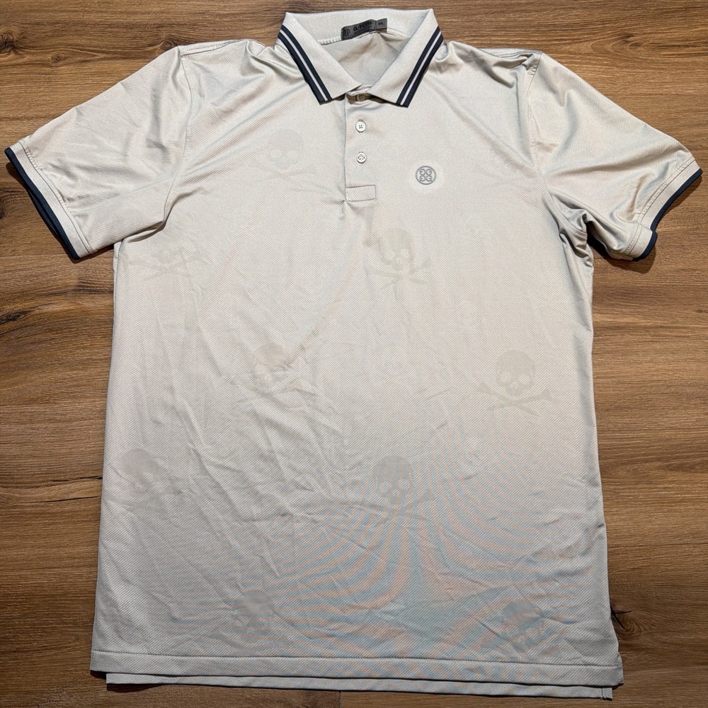 G/FORE Polo Shirt Mens XL Gray Skulls &‎ Tees Pinehurst Golf Performance - Picture 2 of 11